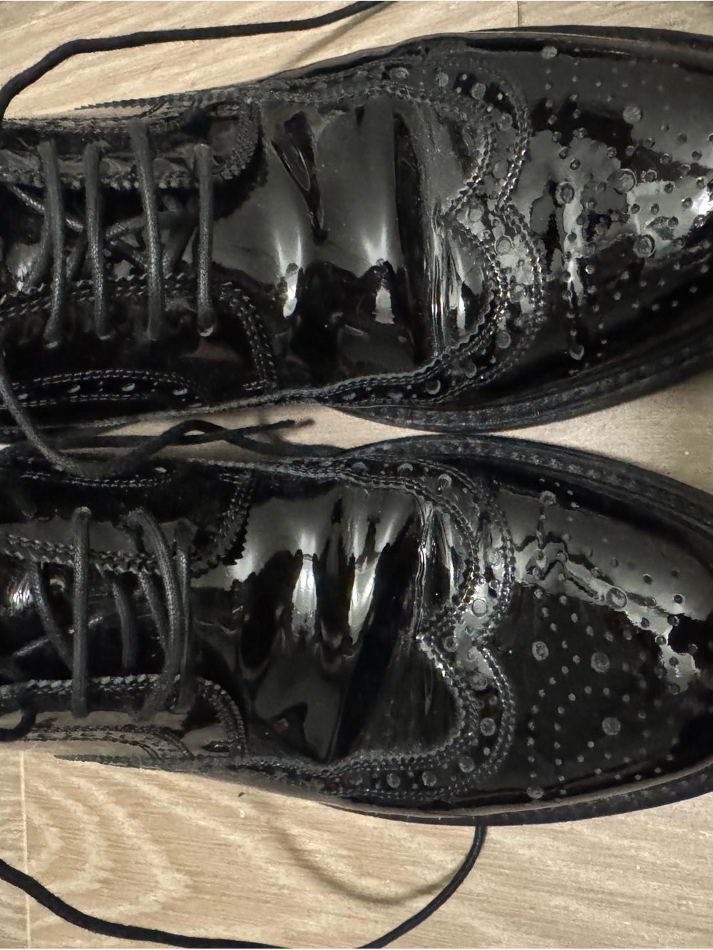Saint Laurent Black Patent Leather Brogue Oxfords - Picture 3 of 6